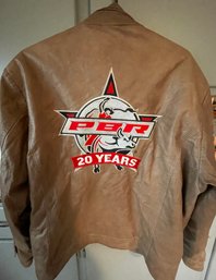 Mens PBR 20 Years Brown Leather Jacket Built Ford Tough