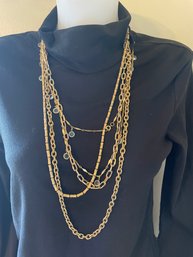 Lot Of Long Gold Toned Stranded Necklaces