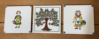 A Trio Of Painted Decorative Tiles