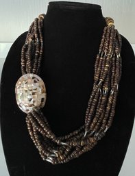 Beautiful Multi Stranded Brown Beaded Necklace