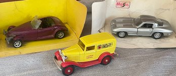Two Larger Metal Toy Cars And A Metal Shoprite Toy Car