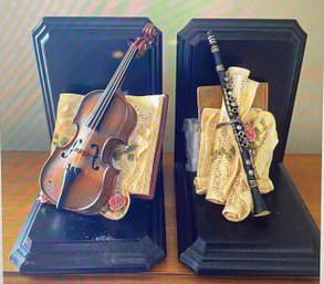 Vintage Sonata Bookends,one Violin,one Clarinet