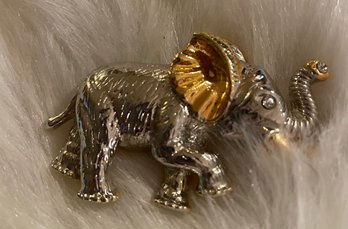 Gorgeous Vintage Elephant Pin/brooch,silver And Gold Toned