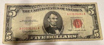 1963 $5 US Note, Red Seal