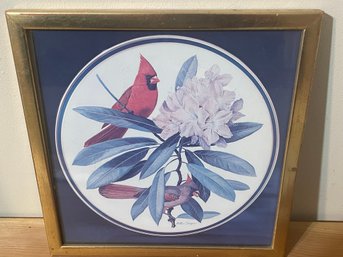 Framed Picture Of Male And Female Cardinal Signed Arthur Singer