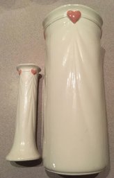Pair Of Vintage FTDA 1985. Heart Vases