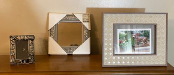 Lot Of Two Picture Frames And Small Wall Mirror
