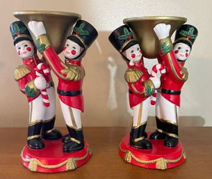 Pair Of Party Lite Toy Soldier Candle Taper Holders