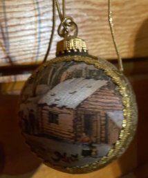 Vintage Winter Country Scene Bulb Ornament