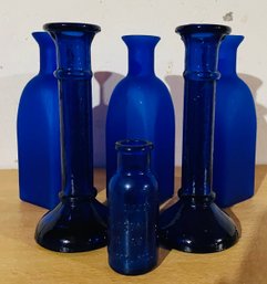 Lot Of Vintage Colbalt Blue Glass Items