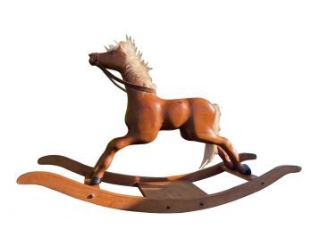 Large Vintage Or Earlier Large Wooden Rocking Horse.
