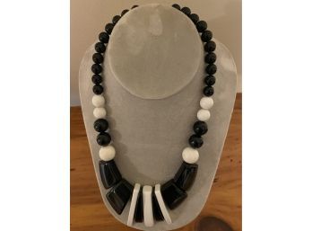 Early Black And White Beaded Necklace