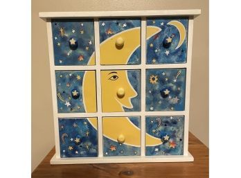 Moon And Stars Decorative Trinket Box With 9 Drawers