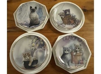 Set Of 4 Kitten Cousins Porcelain Collector Plates By Ruane Manning