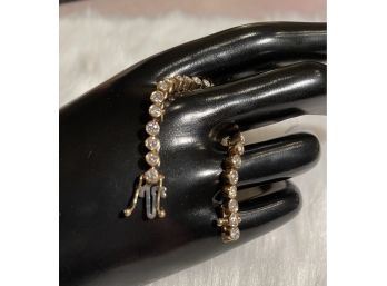 Vintage 14kt Gold And Diamond Tennis Bracelet