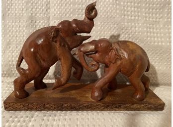 Vintage Carved Wooden Elephants