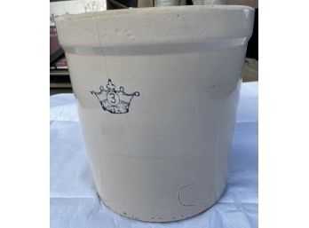 Early Vintage Large 3 Gallon Blue Crown Stoneware Country Crock