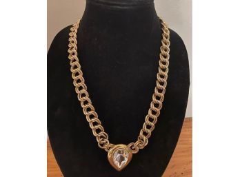 Vintage Napier Heavy Gold Tone Chain Necklace With Pendant