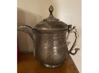 Antique Very Large Heavy Metal Pot With Lid