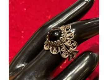 Silver Ring With Black Onyx Stone