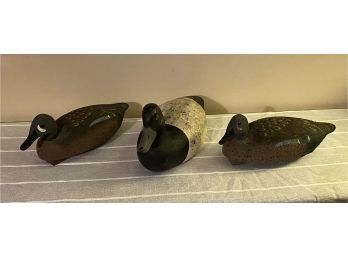Trio Of 3 Painted Duck Decoys