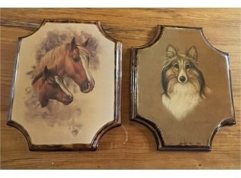 Vintage Pair Of Animal Wooden Plaques
