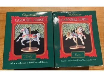 Set Of 2 Hallmark Carousel Horses