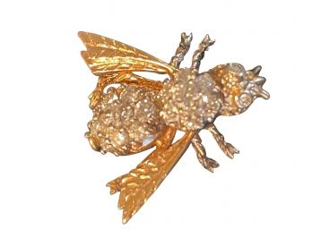 Vintage 14kt Gold And Diamond Bumblebee Pin