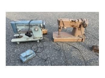 Two Old Singer Sewing Machines