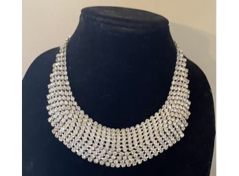Vintage Bling Silver And Rhinestone Choker Necklace