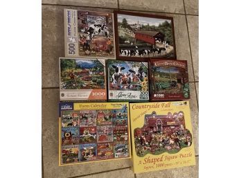 Lot Of Vintage Country  Farm Puzzles
