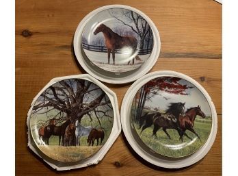 Trio Of Equestrian Danbury Mint Collectors Plates