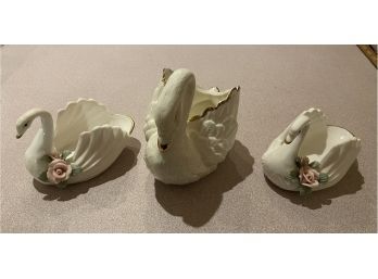 Ceramic Swan Trio