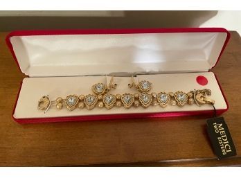 Vintage Medici Two Sisters Goldtoned Bracelet And Earrings  Got Set