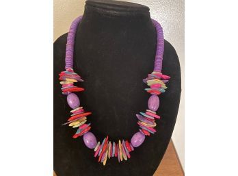 Beautiful Vintage Wooden Colorful Necklace