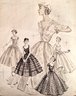 4 Original  Mid Century Fashion Drawings Ladies Fashion Unsigned.