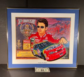 NASCAR Professionally Framed & Signed By Sam Bass Collectible Print-of 1998 Jeff Gordon