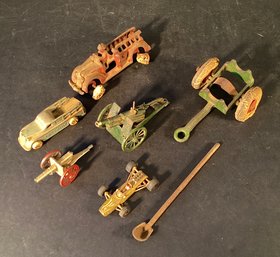 6 Cast  Iron Plus One Vintage Race Car  Items For Your Collection