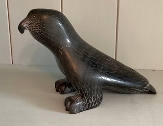 Inuit Bird Carved Obsidian Attributed To Samwillie Iqaluq