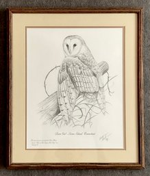 Signed& Numbered Print Barn Owl By Keith Mueller Stony Creek Ct.