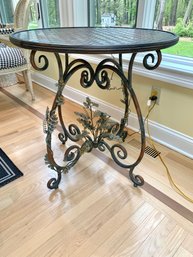 French Style Metal  Table With Intricate Floral Base