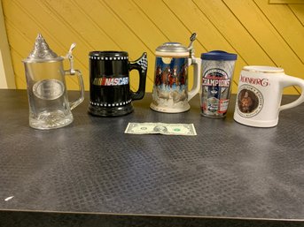 Lot Of 5 Collectable Beer Steins