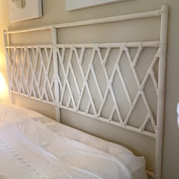 Creamy White Bamboo Style King Size Bed Headboard Mattress & Boxspring