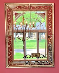 Italian Style Silver Gilt Etched Glass Venetian Inspired Mirror
