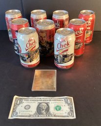 NASCAR Empty Collector Cans & A Gilded Dale Earnhardt Collector Card