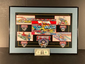 NASCAR Professionally Matted And Framed Print By Artist Sam Bass 50th Anniversary