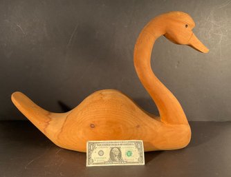 Large Carved Wood Swan Decoy
