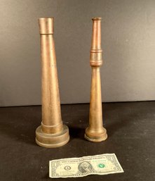 Two Solid Bronze Professional Firehose Nozzles