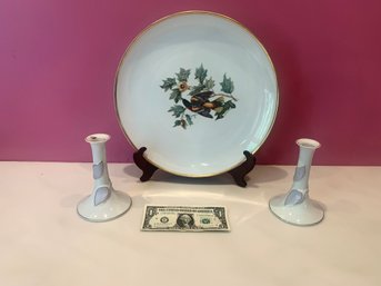 3 Pieces Of Hutchchenreuther  Porcelain  Baltimore Oriel Decoration