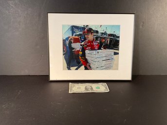 Original Photograph Of Jeff Gordon With Pizzas For The Crew